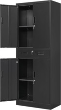 Metal Storage Cabinet, 71" H X 28" W X 16" D Locking Storage Cabinet with Adjust