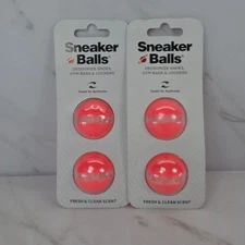 2 PK of 2 Sneaker Balls Deodorizer Shoes Gym Bags Lockers Fresh Clean Scent Neon