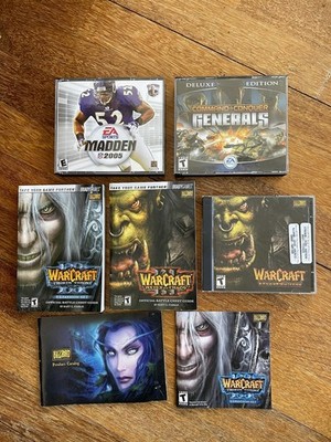 Lot Of 3 PC Games Warcraft Madden 2005 Command Conquer Generals Video Games