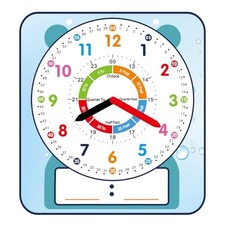 Large 12" Magnetic Writable Dry Erase Teaching Clock,Teaching Cute blue-1pack