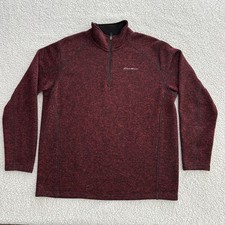 EDDIE BAUER Men  s Long Sleeved 1/4 Zip Pullover. Size 2XL. Burgundy Color. EUC