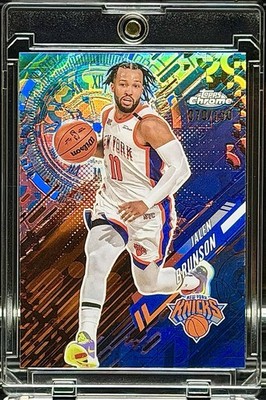 Jalen Brunson - 2025 Topps Chrome Go Time #GT-12 BLUE REFRACTOR /150 - NY Knicks