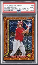 2025 TOPPS PRO DEBUT CHROME-ORANGE MINI DIAMOND #94 JJ WETHERHOLT 22/25 PSA 9