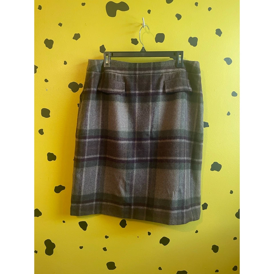 Falda de Lana Kate Hill Vintage Talla 16 Marrón Cuadros Clásica Midi Preppy Retro Foto 4 de 4