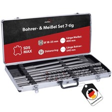 SDS MAX Bohrer- & Mei&szlig;elset 7-tlg Alu Case Spitzmei&szlig;el Flachmei&szlig;el Breitmei&szlig;el