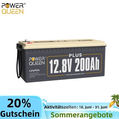 Power Queen 12V 200Ah Plus LiFePO4 Batterie 200A BMS Deep Cycle akuu 2560Wh