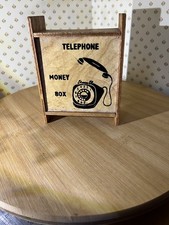 Vintage 1960's/70's Wooden Money Box Telephone Savings Box