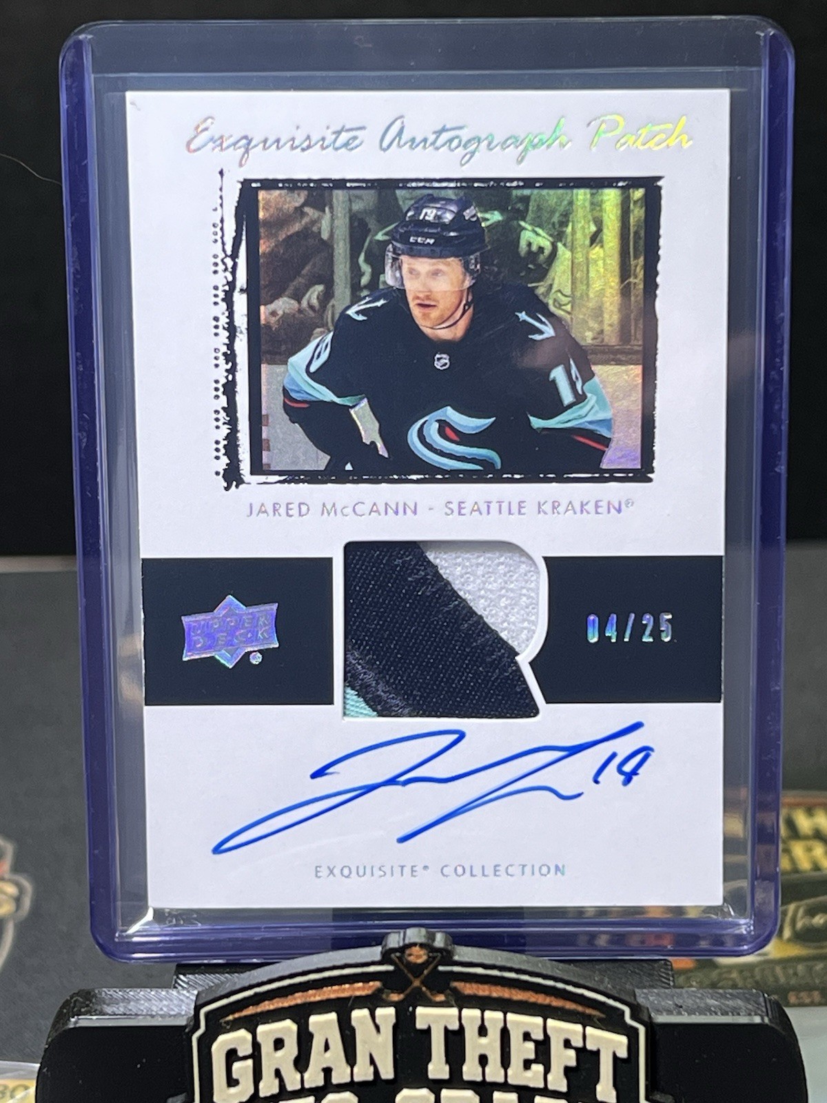 2022-23 UD Exquisite Jared McCann Autograph Patch Auto /25 Kraken ET-JM
