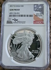 2017 S GEM PROOF Silver Eagle NGC Mercanti - Flag Label