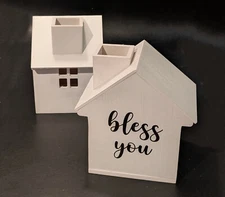 Wooden Tissue Box Cover White Cute House Design Decorative Facial Tissue Holders