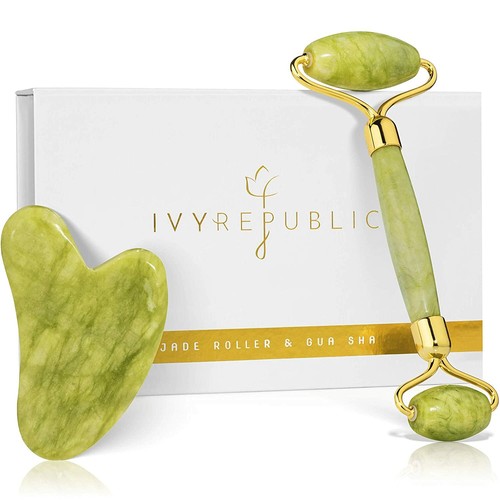 IVY REPUBLIC Jade Facial Roller with Gua Sha For Face Neck & Body - NEW In Box - 第 1/5 張圖片