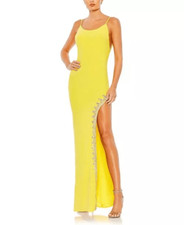 Mac  Duggal Rhinestone Encrusted Side Slit Cami Bodycon Gown NEW