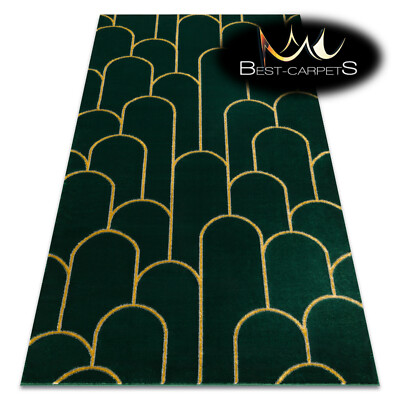 Exklusiver moderner Teppich ''''SMARAGD'''' Glamour Art Deco BOOTLE GRÜN / GOLD hochwertig