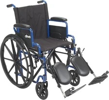 Blue Wheelchair 20" w/ Flip Desk Arms & Elevating Leg Rest - Drive Medical New