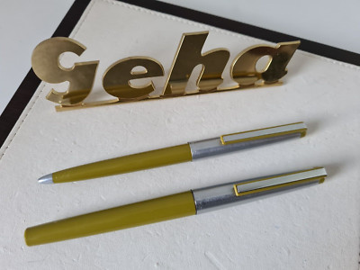 Geha 714 futura set fountain pen and ballpoint pen plastic green/stainless steel RARE
