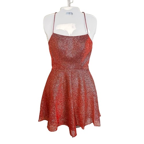 Rated PG by Prom Girl Sparkly Fit & Flare Mini Dress in Heartbeat Red Sz 2 NWT - 第 1/11 張圖片