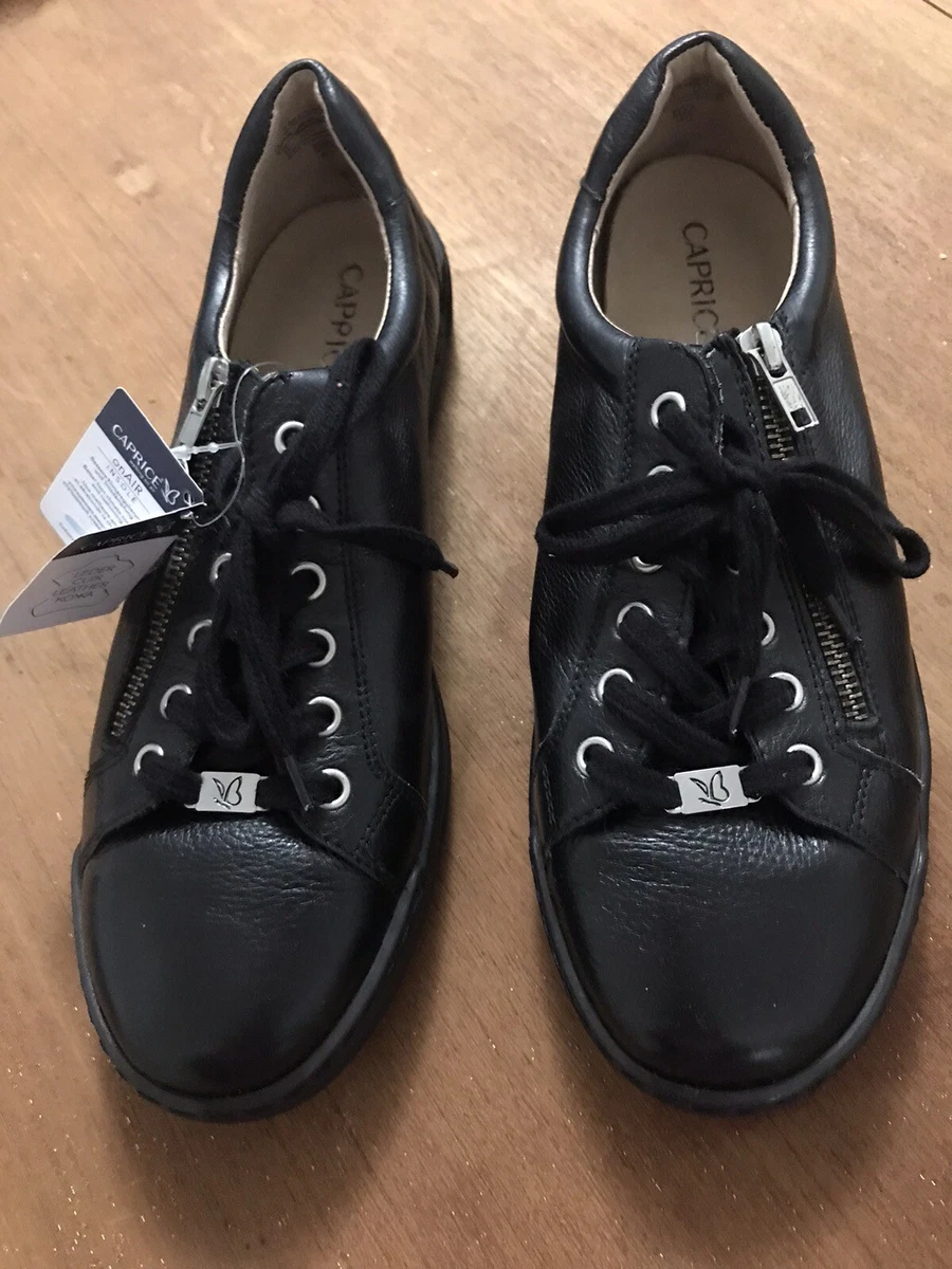 Caprice Black Leather Ladies Shoes Size 7 40