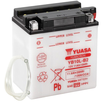 Motorrad Batterie YUASA YB10L-B2 offen trocken, 12V|11Ah|CCA:120A (135x90x145mm)