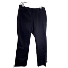 Brooks Brothers Womens 12 Pants Navy Chino Straight Leg Stretch Slash Pockets