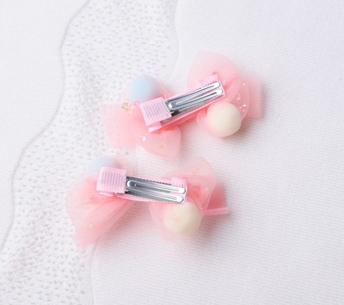 Pink Glitter Shell Mermaid hair clip for Baby girl toddler pink chiffon bow clip - Picture 6 of 13