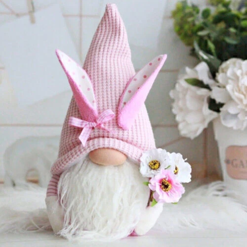 UK Easter Bunny Gnome Plush Doll Dwarf Decoration Spring Gnomes Stuffed Toy Gift - Picture 14 of 14