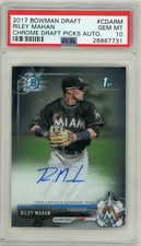 2017 Bowman Draft Chrome Draft Picks Riley Mahan Auto PSA 10 Miami