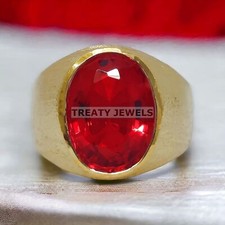 Ruby Oval Cut With 14K Solid Yellow Gold Ring For Men's A15