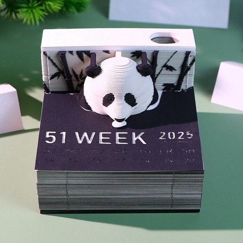 2025 Creative Desk Calendar Cute Paper Carving Art Memo Pad Notepad