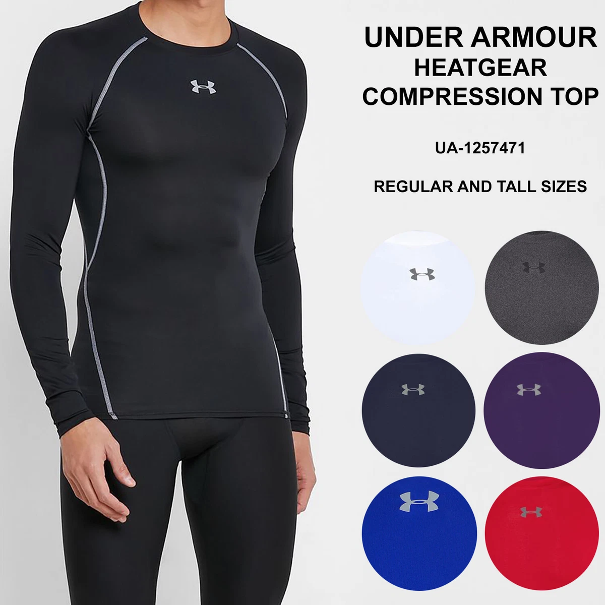 Under Armour UA Mens HeatGear Compression Shirt Regular and Tall Sizes  1257471