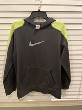 Nike Therma Fit Hoodie Youth XL CHARCOAL GRAY Pullover Sweatshirt Swoosh Logo