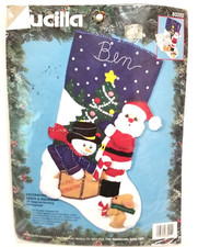 Bucilla DECORATING SANTA SNOWMAN 83202, 18  Christmas Stocking Felt Applique Kit