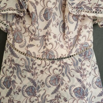 Keepsake Lovers Holiday Floral Ruffled Open Back Lace Trim Asymmetrical  Dress | eBay