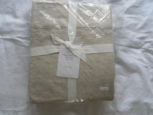 New Auth Pottery Barn Belgian Flax Linen Full Sheet Set Color