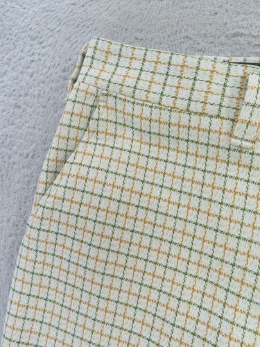 VTG 70s Haggar Slacks Double Knit Disco Polyester Pants Tan Green Mens 34x27 - Picture 2 of 8