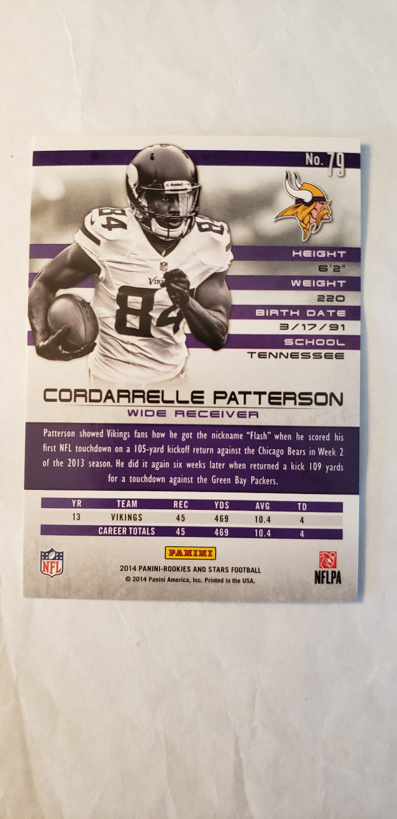 2014 Panini Rookies & Stars Longevity - Cordarrelle Patterson #79 ...