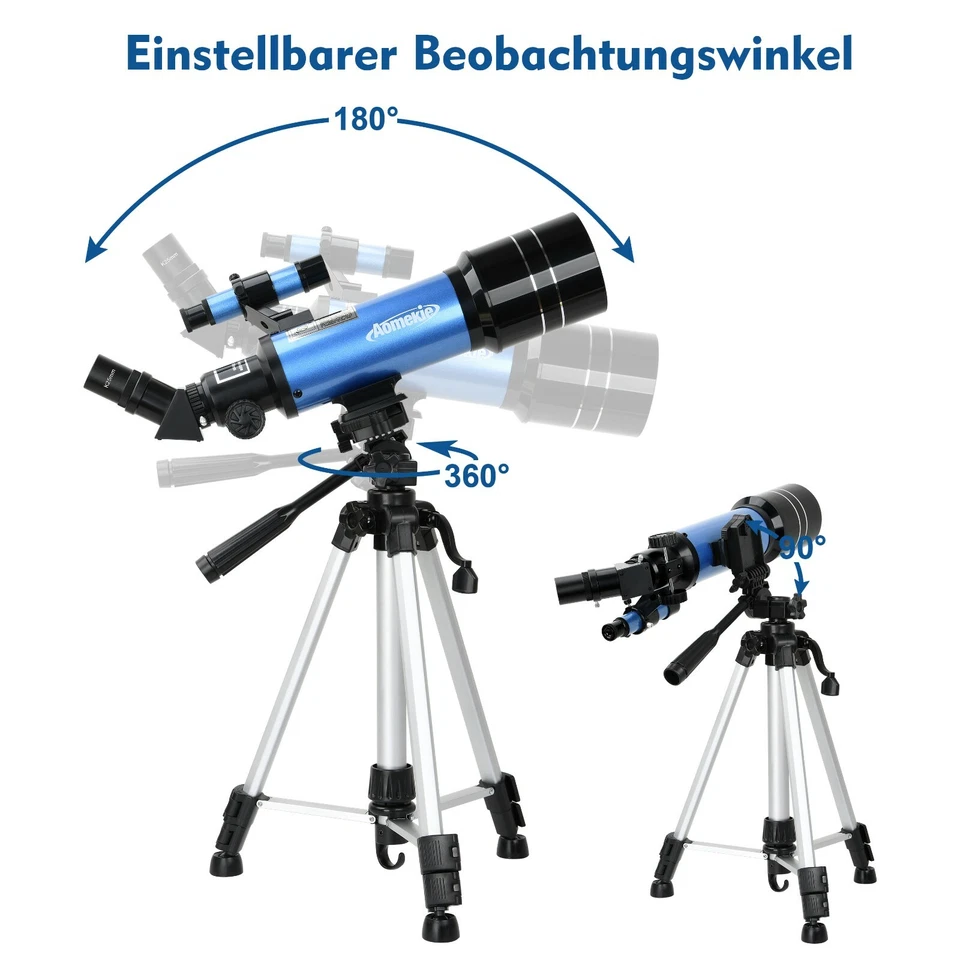 Aomekie 400x70mm 16-120X Refractor Teleskop mit Stativ Rucksack Telefonadater - Bild 4 von 4