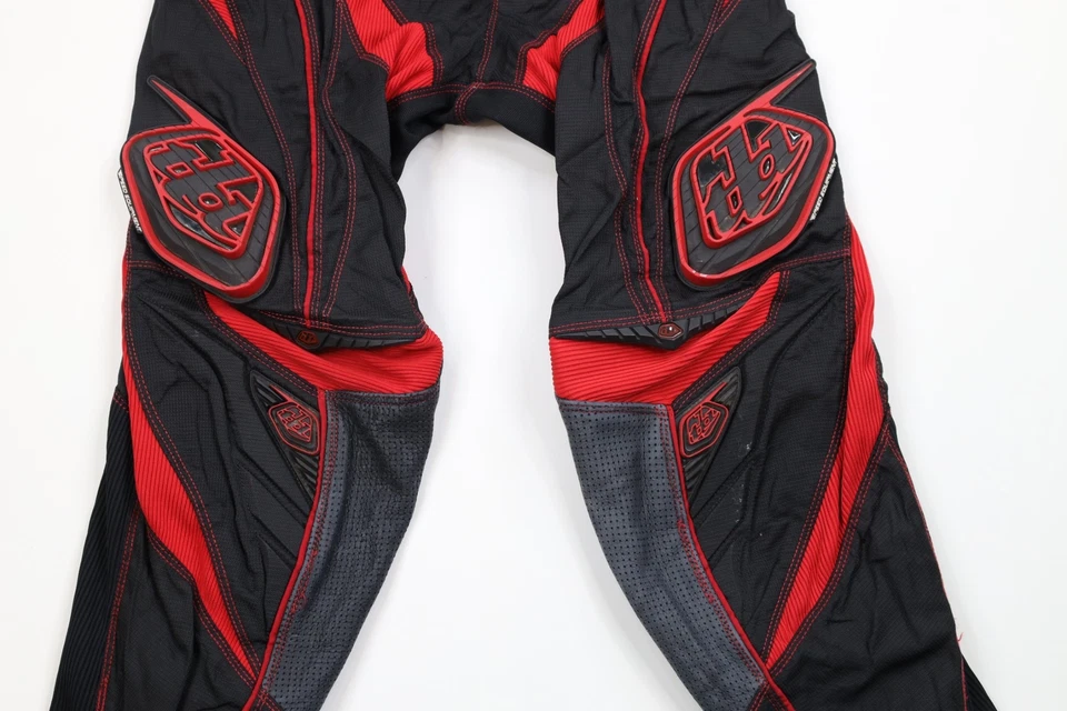 Troy Lee Designs Hombres 32x30 Cuero Envejecido Borde Motocross Carreras Pantalones Rojo Foto 3 de 4