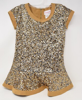 Girls American Girl Gold Sequin Short Dress Small 7/8 Children's Play Cloth  | eBay