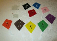 Kites Flannel Felt Board Counting Rhymes Set with Cards 1-5, 5-1, Colors