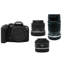 Image of Canon R10 Camera + RF-S 18-45mm + RF-S 55-210 + RF 50mm STM Lenses
