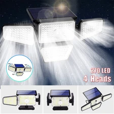 270 LED Motion Sensor Solar Lights, 4 Head Outdoor IPX6 Waterproof Security Lamp