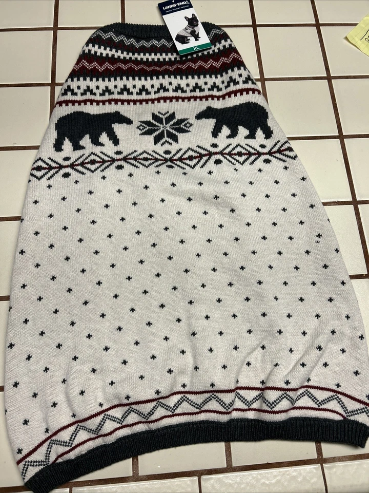 Lands' End Animal Dog Shirt Family Holiday Sweater Size XL Nwt - Imagem 2 de 4