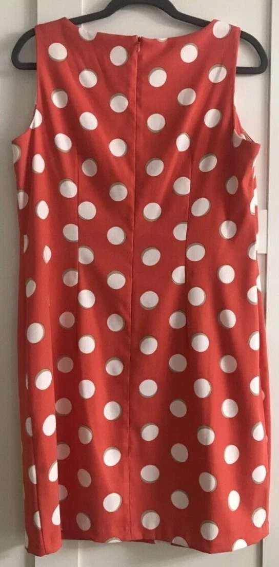 Abito da cocktail Alyx senza maniche tubino a pois arancione intenso taglia 14