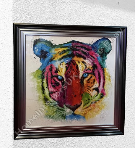 Tiger's face multi-coloured with liquid art & 2 tone or mirror frame pictures - Picture 3 of 21