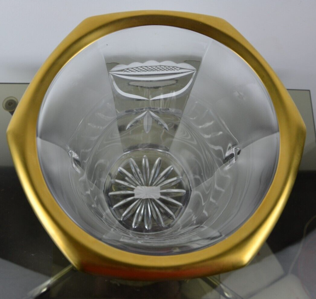 Seau à Champagne Vintage Gérard Cristal De Lorraine – Cristal Et Métal Doré, Made In France