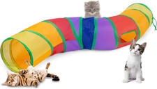Sheldamy Cat Tunnel, S-2-Way Cat Tunnels for Indoor Cats, Collapsible Cat Play T