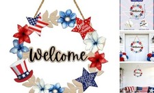 4th of July Decorations Patriotic Decorations Patriotic Wreath Welcome Sign
