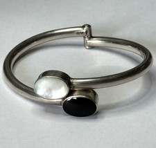 Unikat: Armreif 925 Sterlingsilber Onyx Perlmutt