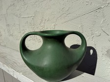 Arts & Crafts Matte Green Pottery Double Handle TJ Wheatley Pottery ? Signed