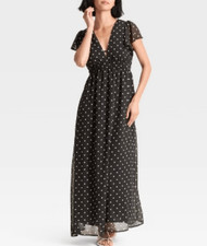 A New Day NWT polka dot chiffon ruffle sleeve maxi dress small